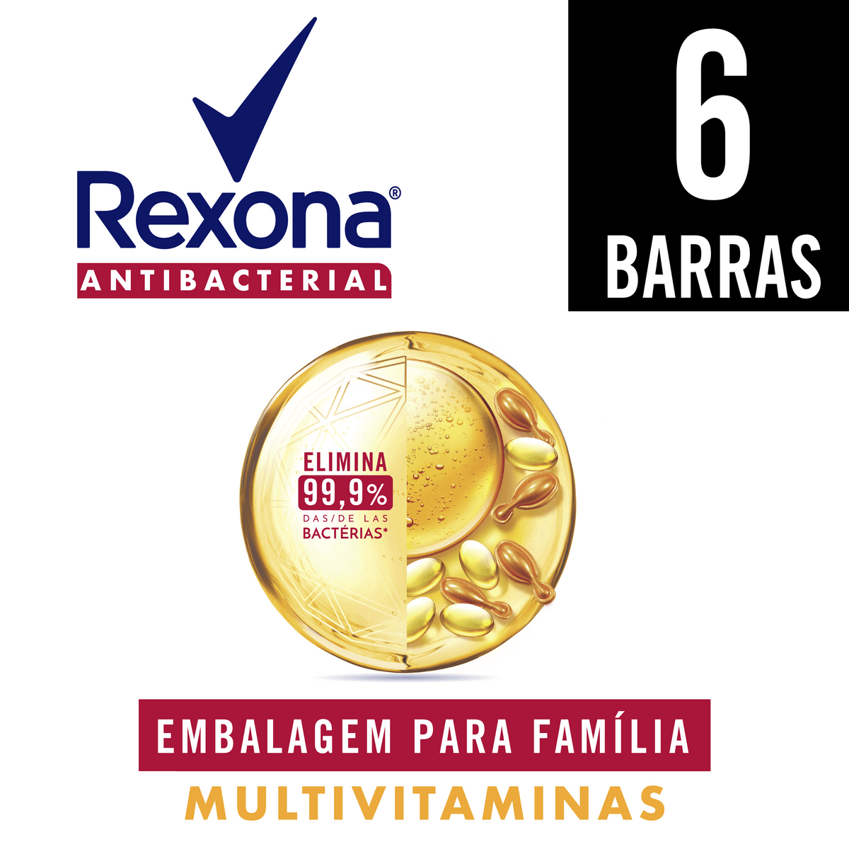 Sabonete em Barra Rexona Antibacteriano Multivitaminas 84g Com 6 Unidades